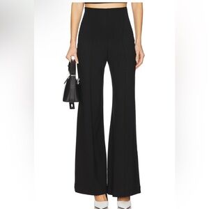 BLACK PONTE KNIT LONG WIDE LEG PANT